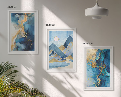 Set di quadri incorniciati Motivi astratti delle Montagne Blu