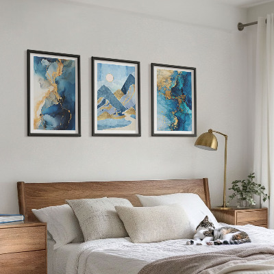 Set di quadri incorniciati Motivi astratti delle Montagne Blu
