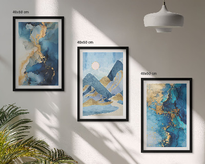 Set di quadri incorniciati Motivi astratti delle Montagne Blu