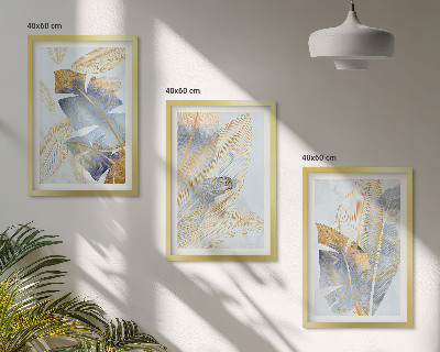 Composizione di quadri foglie di colore azzurro-beige chiaro