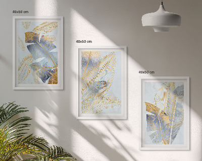Composizione di quadri foglie di colore azzurro-beige chiaro