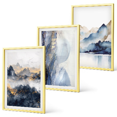 Set di quadri incorniciati Paesaggi montani blu e grigi