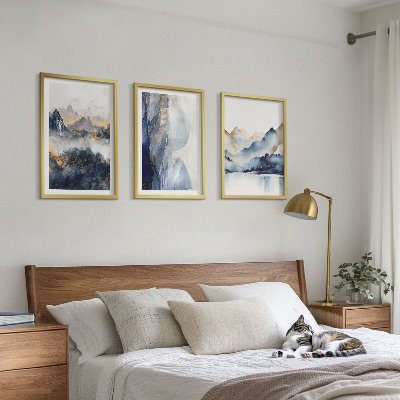 Set di quadri incorniciati Paesaggi montani blu e grigi