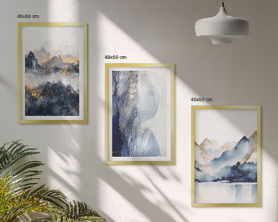 Set di quadri incorniciati Paesaggi montani blu e grigi