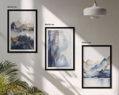 Set di quadri incorniciati Paesaggi montani blu e grigi