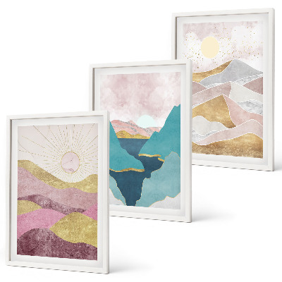 Composizione di quadri Montagne astratte sole