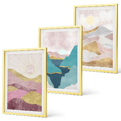 Composizione di quadri Montagne astratte sole