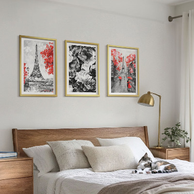 Composizione di quadri dipinti grigi della Torre Eiffel