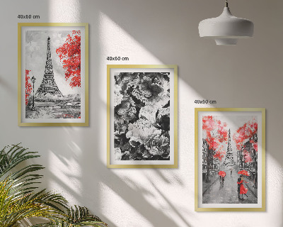 Composizione di quadri dipinti grigi della Torre Eiffel