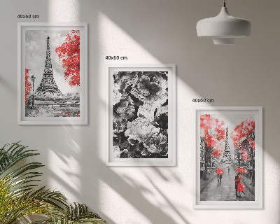 Composizione di quadri dipinti grigi della Torre Eiffel