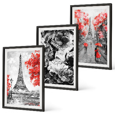 Composizione di quadri dipinti grigi della Torre Eiffel