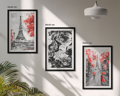 Composizione di quadri dipinti grigi della Torre Eiffel
