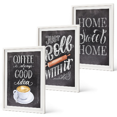 Set di quadri incorniciati Caffettiera a rullo, calore domestico