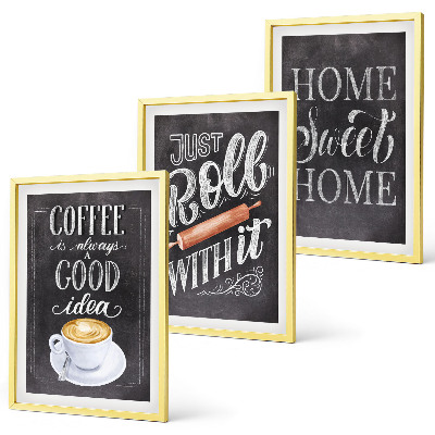Set di quadri incorniciati Caffettiera a rullo, calore domestico