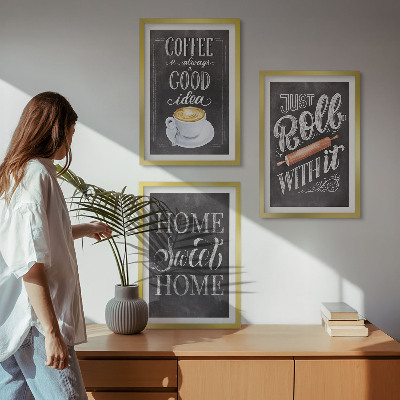 Set di quadri incorniciati Caffettiera a rullo, calore domestico