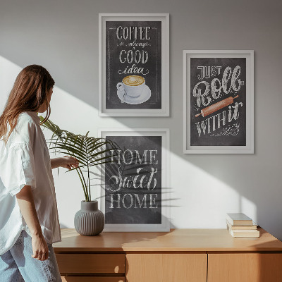 Set di quadri incorniciati Caffettiera a rullo, calore domestico