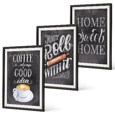 Set di quadri incorniciati Caffettiera a rullo, calore domestico