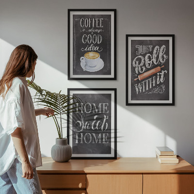 Set di quadri incorniciati Caffettiera a rullo, calore domestico