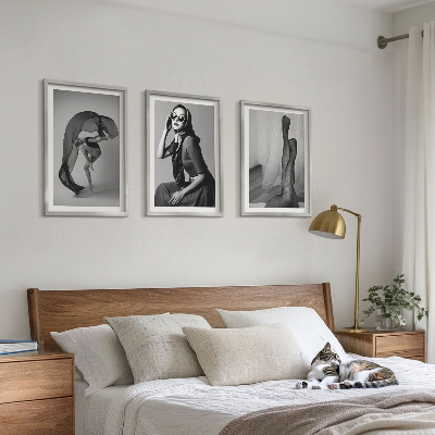 Set di 3 quadri Ritratti di donne in bianco e nero