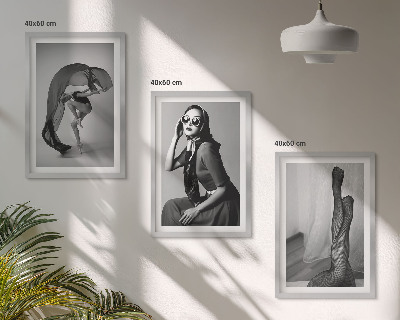 Set di 3 quadri Ritratti di donne in bianco e nero