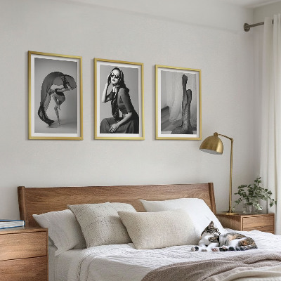 Set di 3 quadri Ritratti di donne in bianco e nero