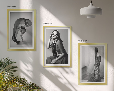 Set di 3 quadri Ritratti di donne in bianco e nero