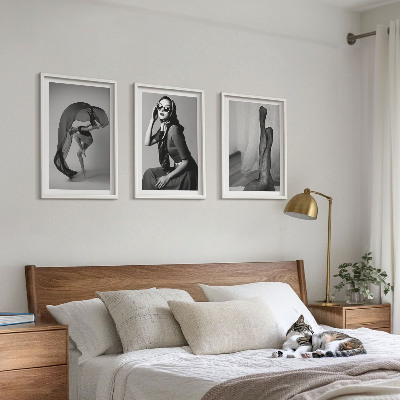 Set di 3 quadri Ritratti di donne in bianco e nero