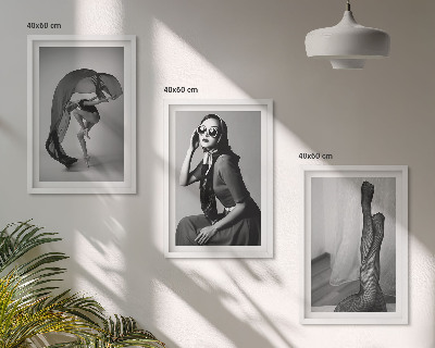 Set di 3 quadri Ritratti di donne in bianco e nero