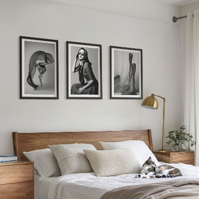 Set di 3 quadri Ritratti di donne in bianco e nero