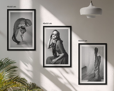 Set di 3 quadri Ritratti di donne in bianco e nero