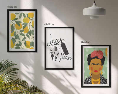 Set di quadri incorniciati Limoni, vino, ritratto di Frida