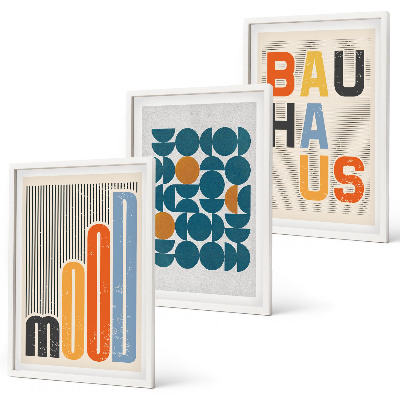 Set di 3 quadri motivi geometrici Bauhaus
