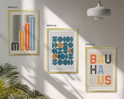 Set di 3 quadri motivi geometrici Bauhaus