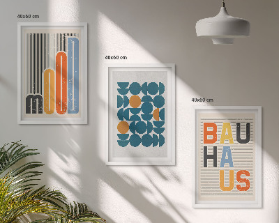 Set di 3 quadri motivi geometrici Bauhaus