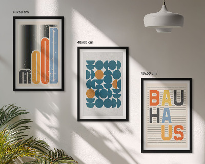 Set di 3 quadri motivi geometrici Bauhaus