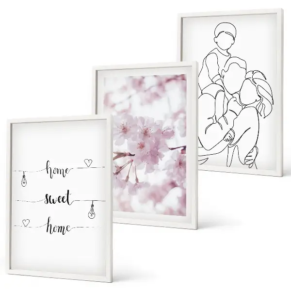 Composizione di quadri fiori in stile minimalista