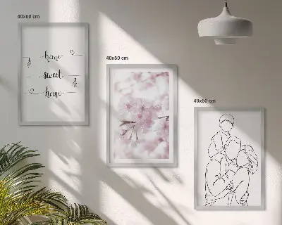 Composizione di quadri fiori in stile minimalista