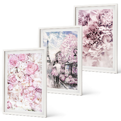Set di quadri incorniciati Paesaggio fiorito dalle sfumature di rosa