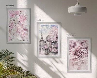 Set di quadri incorniciati Paesaggio fiorito dalle sfumature di rosa