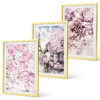 Set di quadri incorniciati Paesaggio fiorito dalle sfumature di rosa