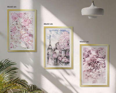 Set di quadri incorniciati Paesaggio fiorito dalle sfumature di rosa