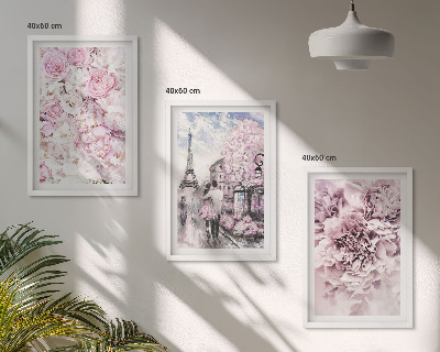 Set di quadri incorniciati Paesaggio fiorito dalle sfumature di rosa