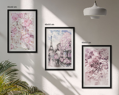 Set di quadri incorniciati Paesaggio fiorito dalle sfumature di rosa