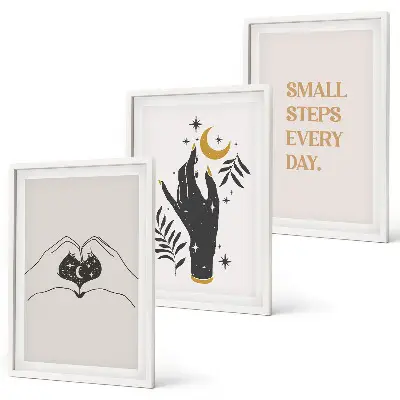 Set di 3 quadri con illustrazioni minimaliste in stile boho