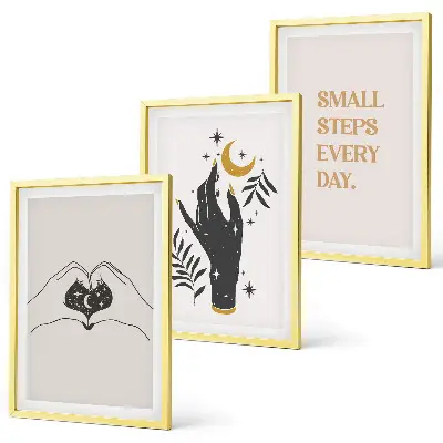 Set di 3 quadri con illustrazioni minimaliste in stile boho