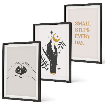 Set di 3 quadri Illustrazioni minimaliste in stile boho