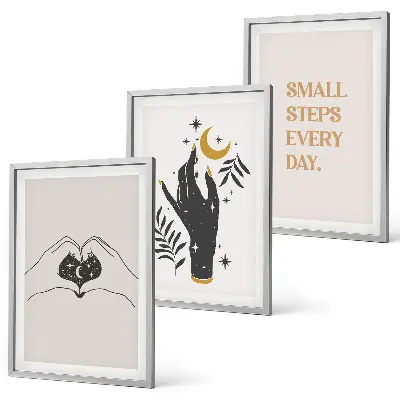 Set di 3 quadri con illustrazioni minimaliste in stile boho