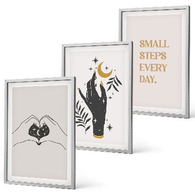 Set di 3 quadri Illustrazioni minimaliste in stile boho