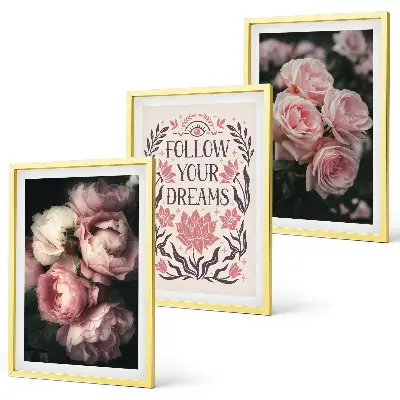 Set di quadri incorniciati con iscrizione Sogni di rose vintage