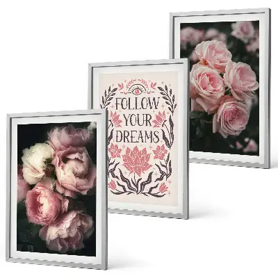 Set di quadri incorniciati con iscrizione Sogni di rose vintage